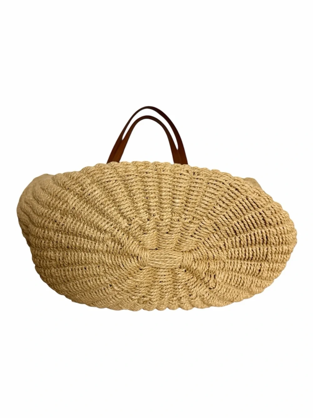 JCrew X-Large Woven Straw Market Tote Bag Leather Handles NWT